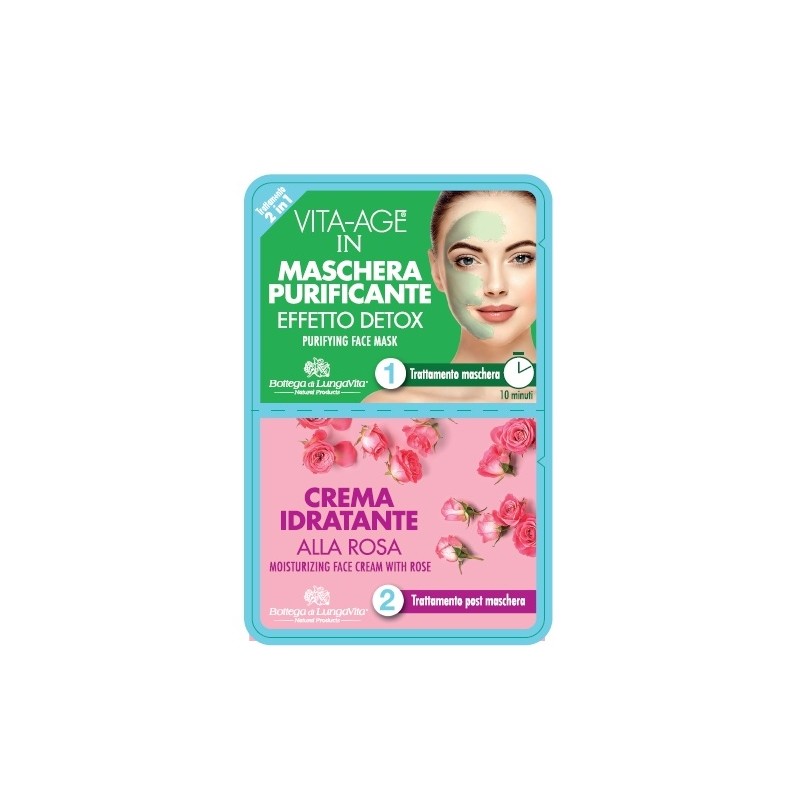 TRATTAMENTO VISO 2 in 1 maschera detox  + crema alla rosa